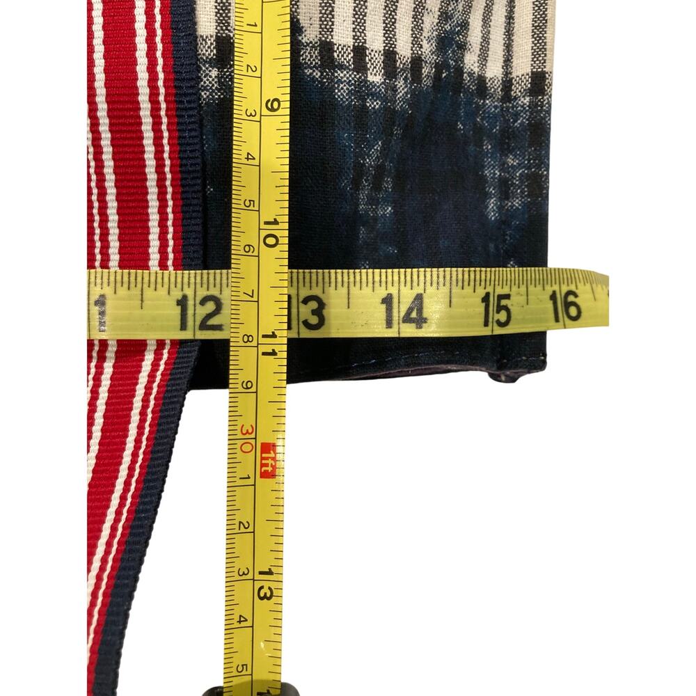 Inouitoosh Street Bag 100% Cotton Shopping Tote Printed Blue White Batik & Plaid - Picture 4 of 8
